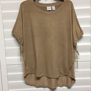 Faux suede loose top with tie sleeves